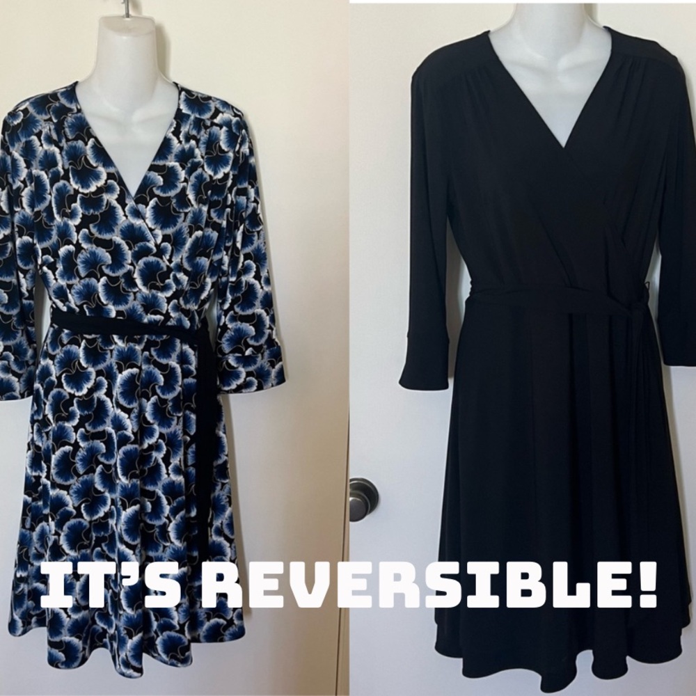 NWT White House Black Market reversible, 3/4 Sleeve, Wrap Dress.